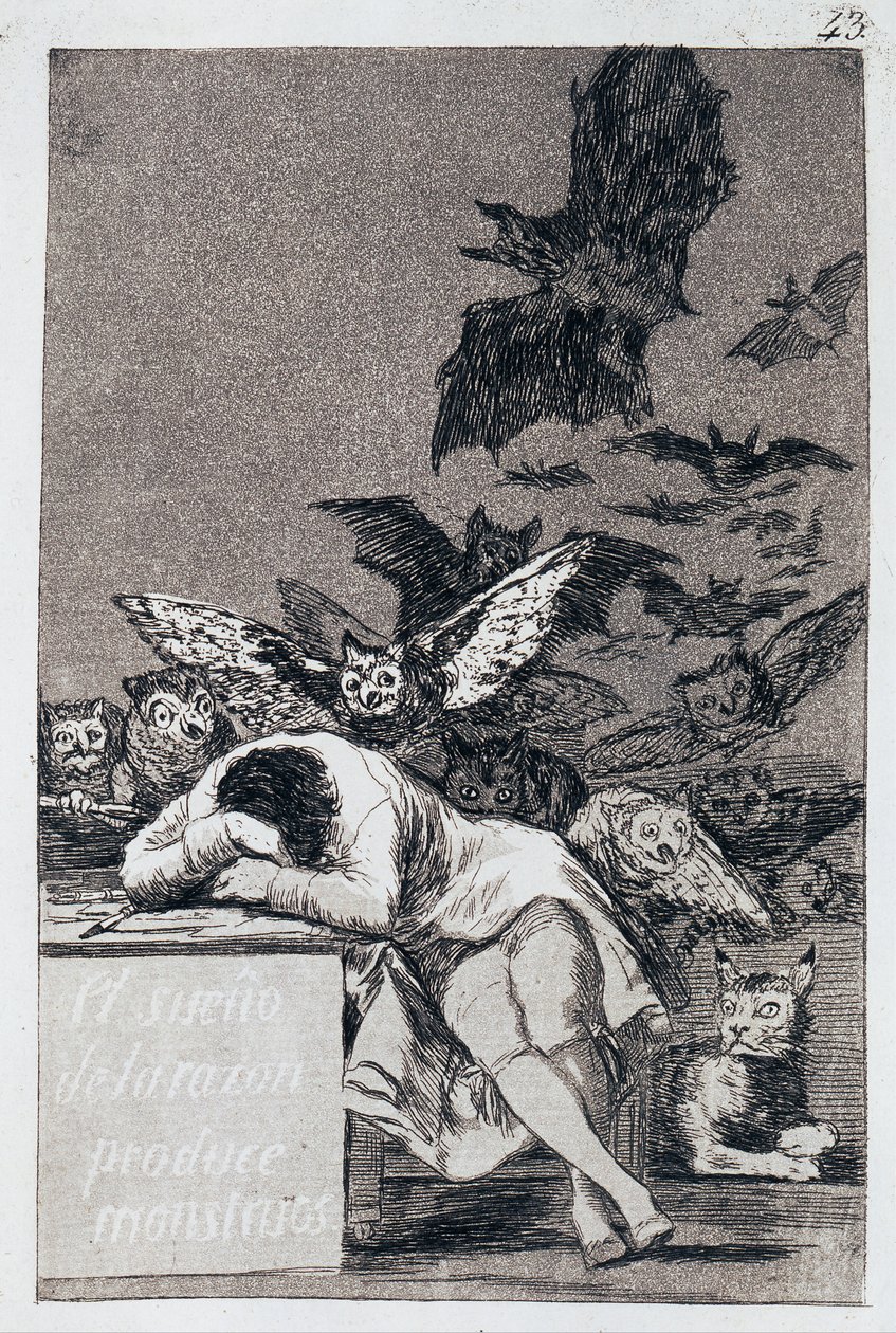 El sueño de la razón produce monstruos. Capricho No 43 de Francisco de Goya