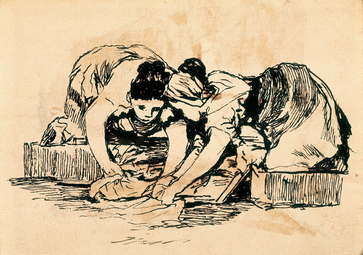 Las lavanderas, finales del siglo XVIII-principios del siglo XIX (dibujo) de Francisco de Goya