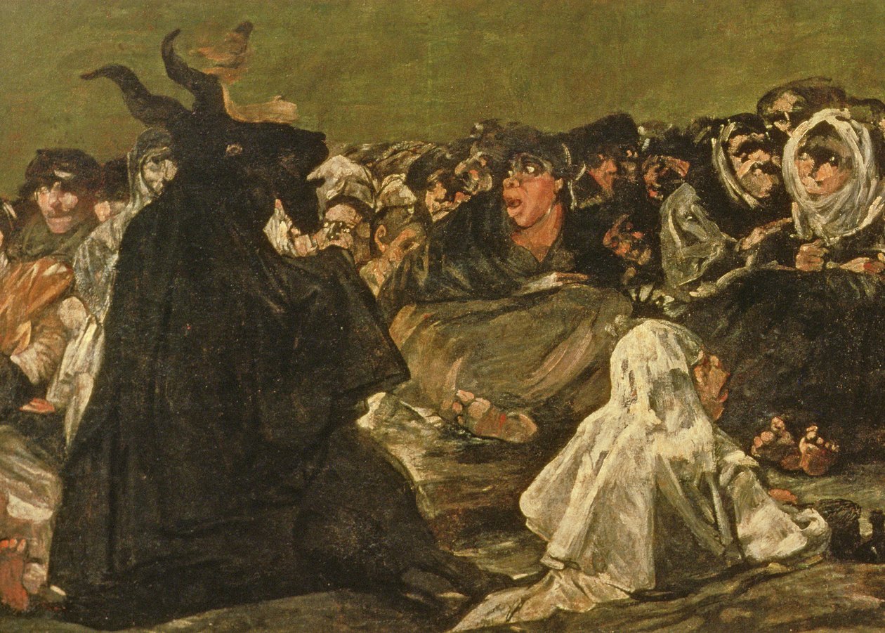El aquelarre o El gran macho cabrío, (una de las Pinturas Negras), c.1821-23 (detalle) de Francisco de Goya