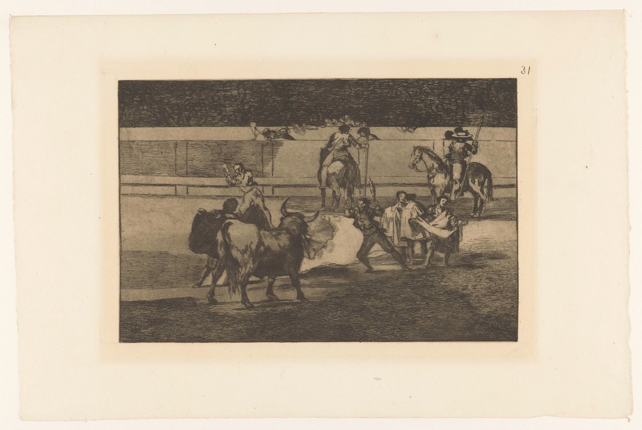 Torero met brandende banderillas Banderillas de fuego Stierengevecht (series title) La Taureaumachie (series title) La Tauromaquia (series title) de Francisco de Goya