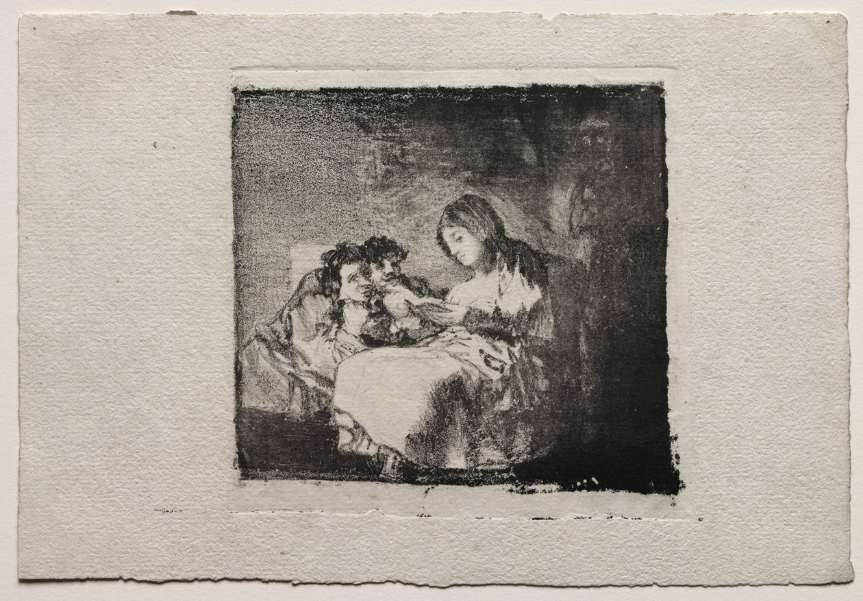 Mujer leyendo a dos niños, 1824-1825 de Francisco de Goya