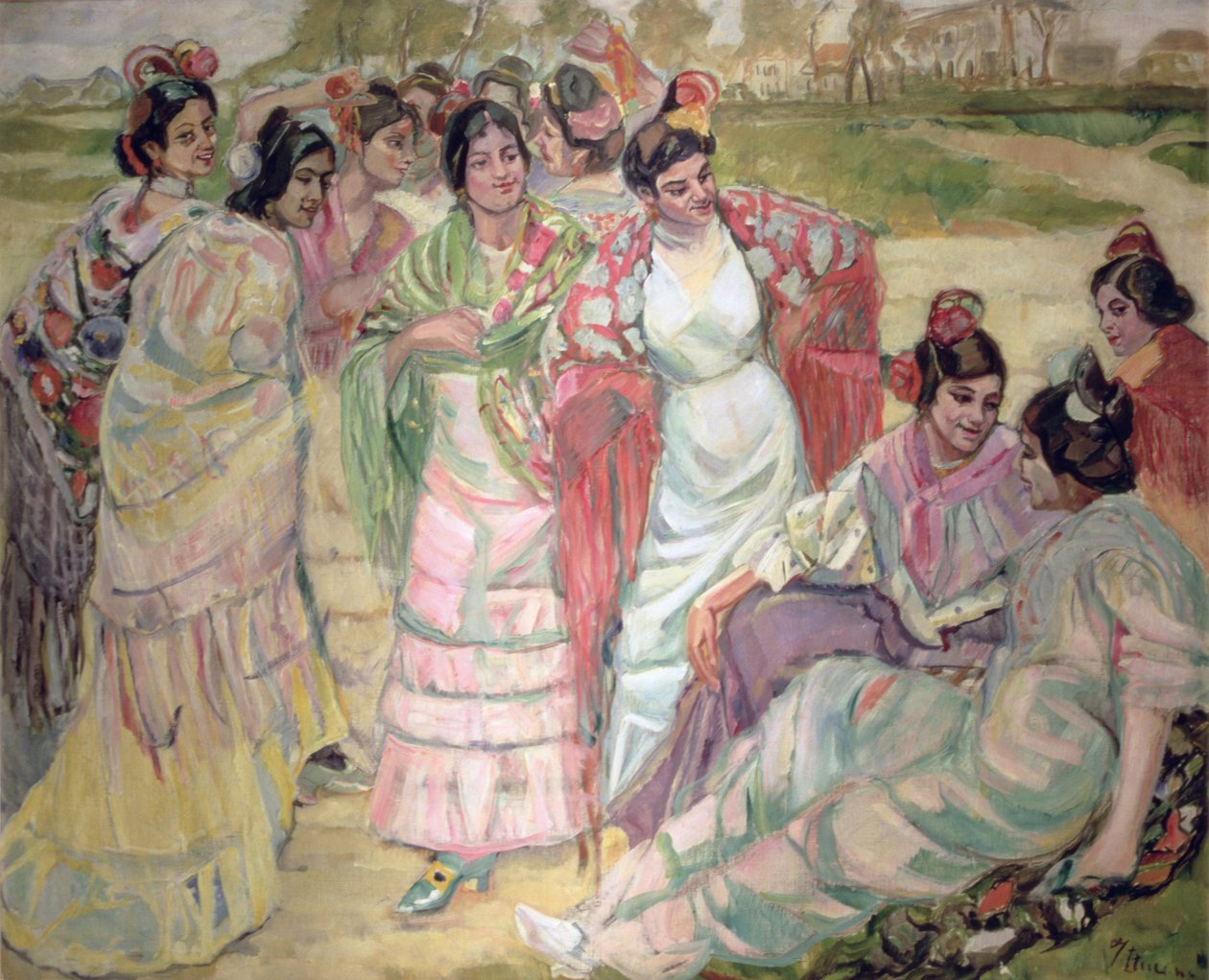 Mujeres con chales (óleo sobre lienzo) de Francisco de Iturrino