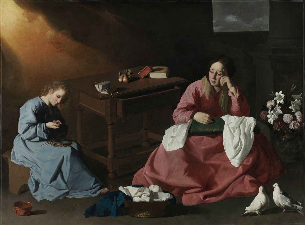 Cristo y la Virgen en la Casa de Nazaret, c.1640 de Francisco de Zurbaran