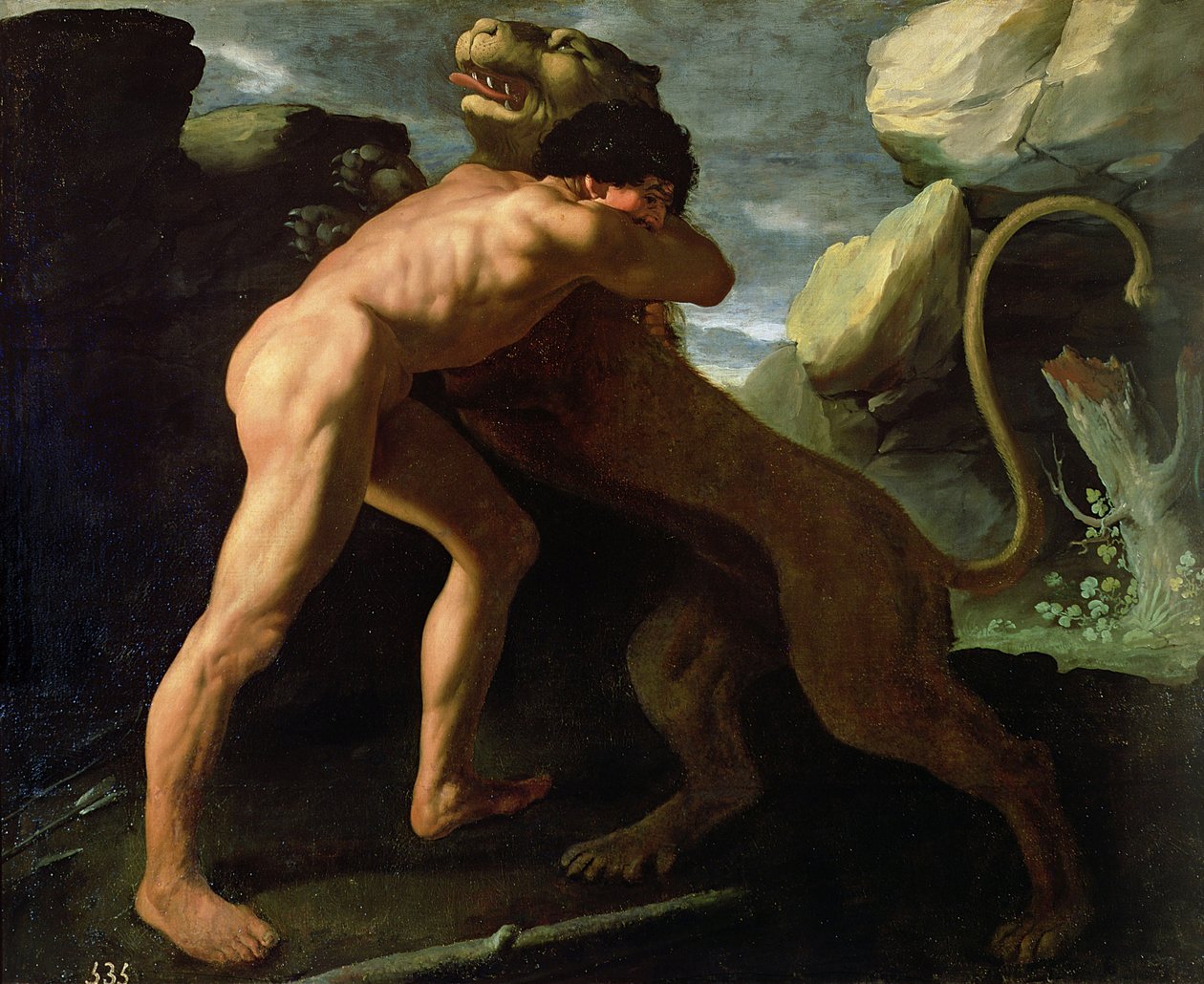 Hércules luchando con el león de Nemea de Francisco de Zurbaran