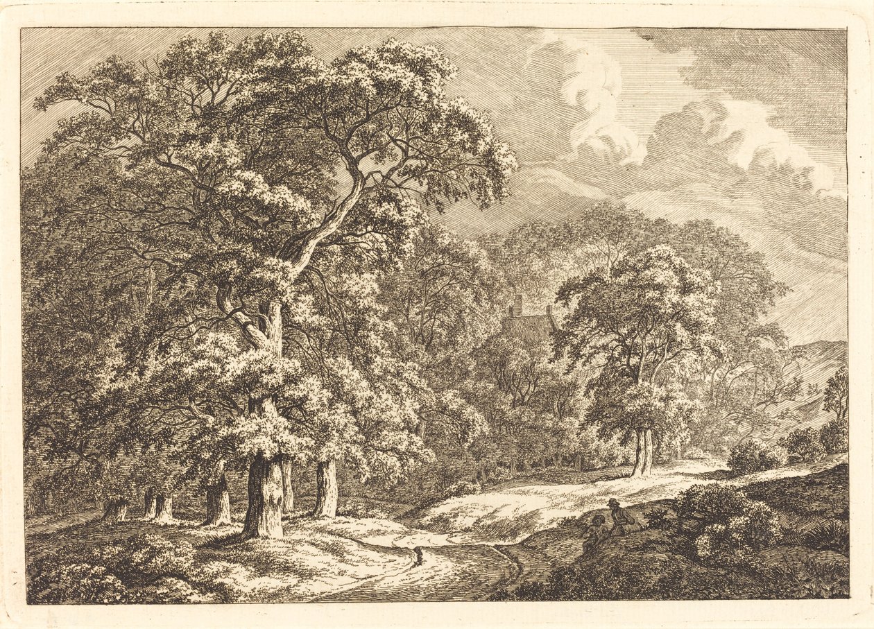 Bosque con Viajeros en un Camino de Franciscus A. Milatz