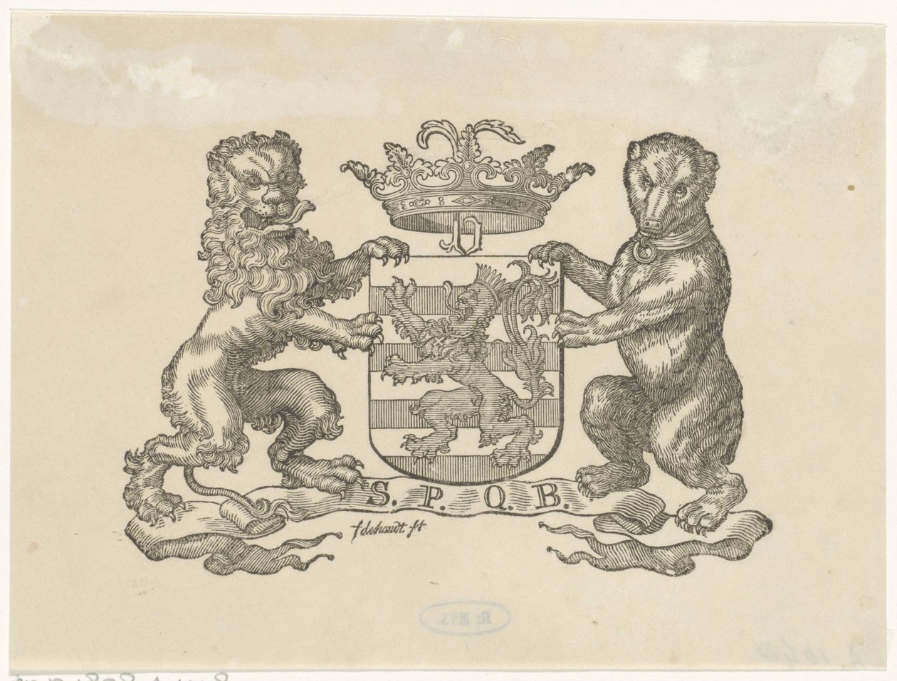 Viñeta con el escudo de armas de la ciudad de Berna de Franciscus Johannes de Hondt
