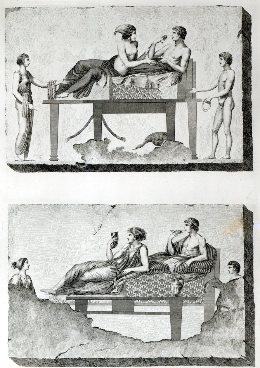 Frescos de tumbas etruscas, c.1780 (grabado) (foto b/n) de Franciszek (after) Smuglewicz