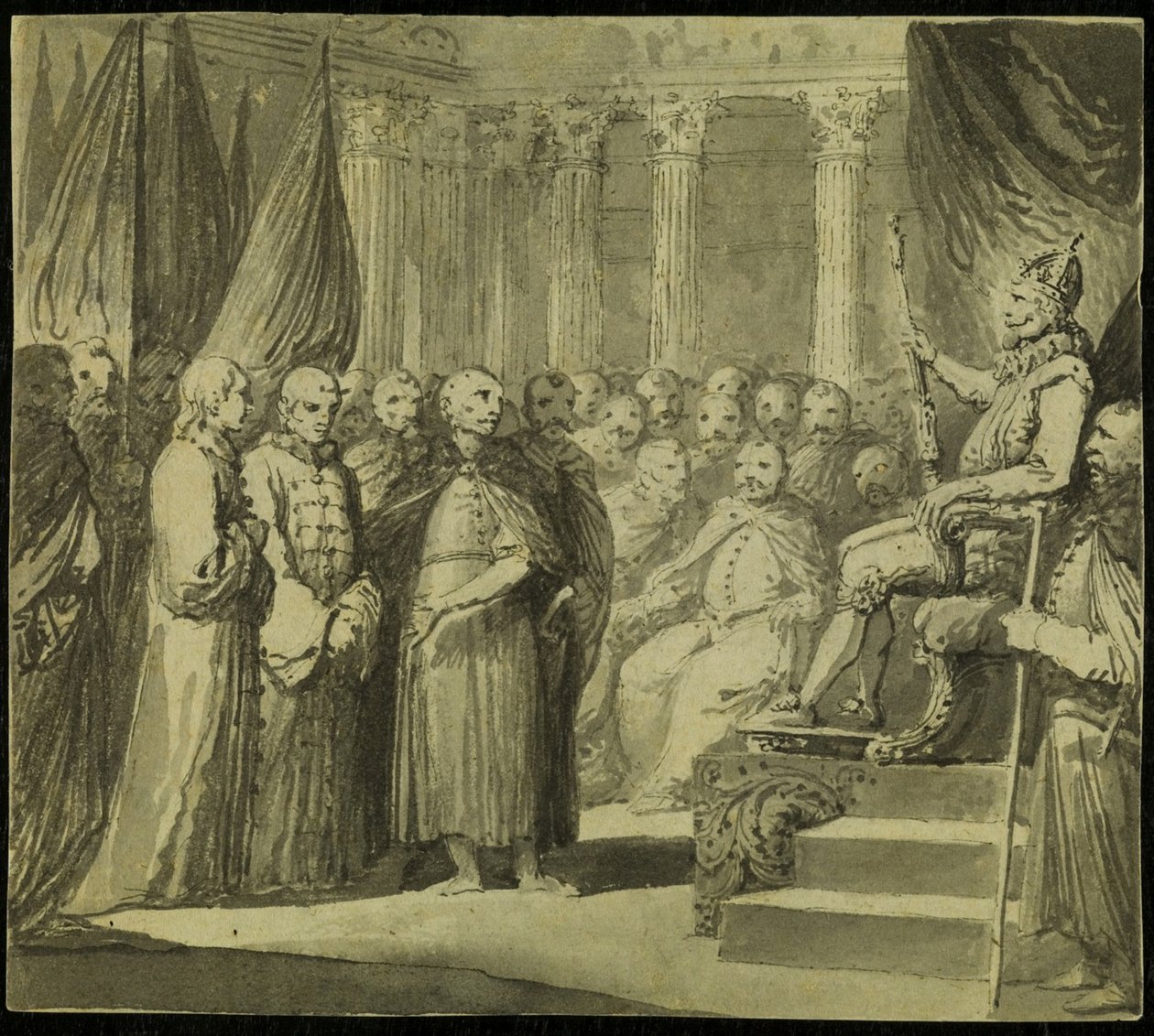 El Zar Vasili IV Ivanovich Shuisky ante el Rey Segismundo III Vasa, finales del siglo XVIII de Franciszek Smuglewicz