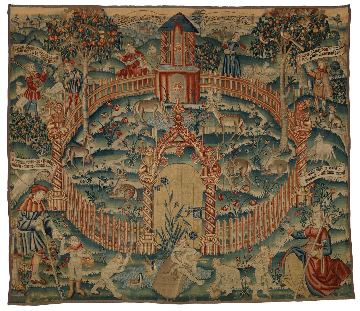 Tapiz, Park au Cerfs, flamenco o francés, realizado hacia 1500 (lana) de Franco Flemish School