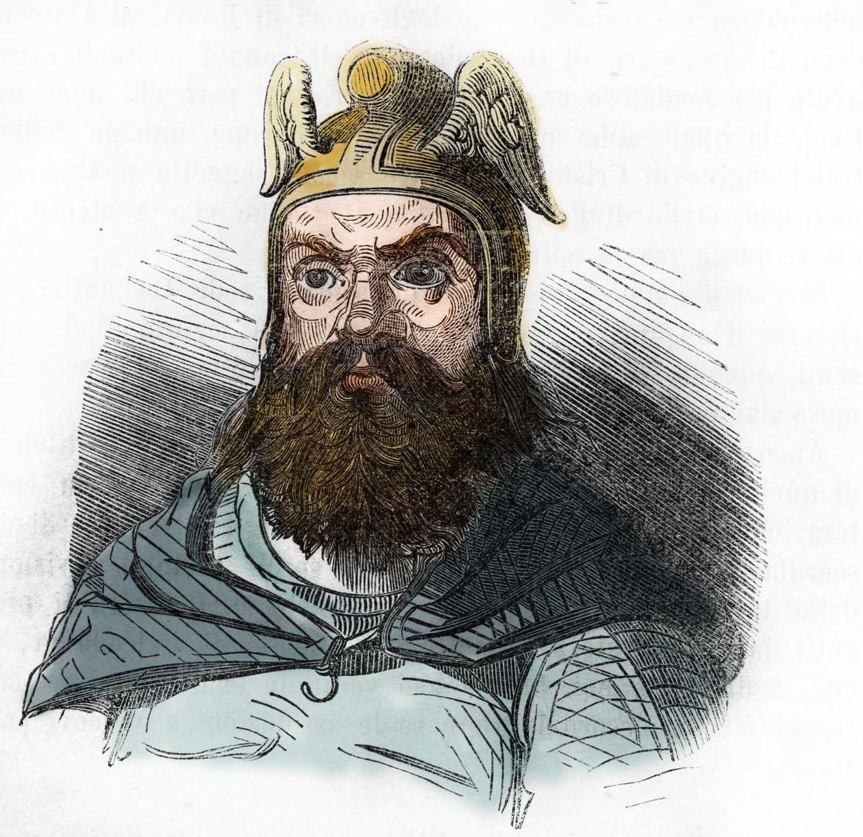 Retrato de Atila (395-453) Rey de los hunos - dibujo de "I misteri del vaticano" de Franco Mistrali 1843 de Franco Mistrali