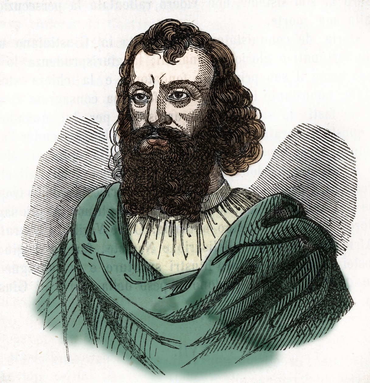 Retrato del emperador Justiniano I (482-565) (Justiniano I) dibujo de "I misteri del vaticano" de Franco Mistrali 1843 de Franco Mistrali