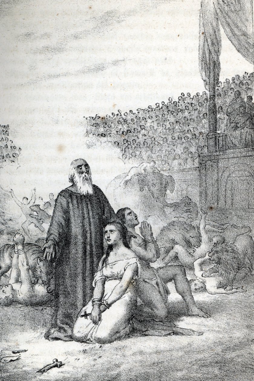 Antigüedad romana: Los mártires cristianos en el anfiteatro (Primeros mártires de la Iglesia de Roma) Extraído de "Misteri del Vaticano" de Franco Mistrali de Franco Mistrali