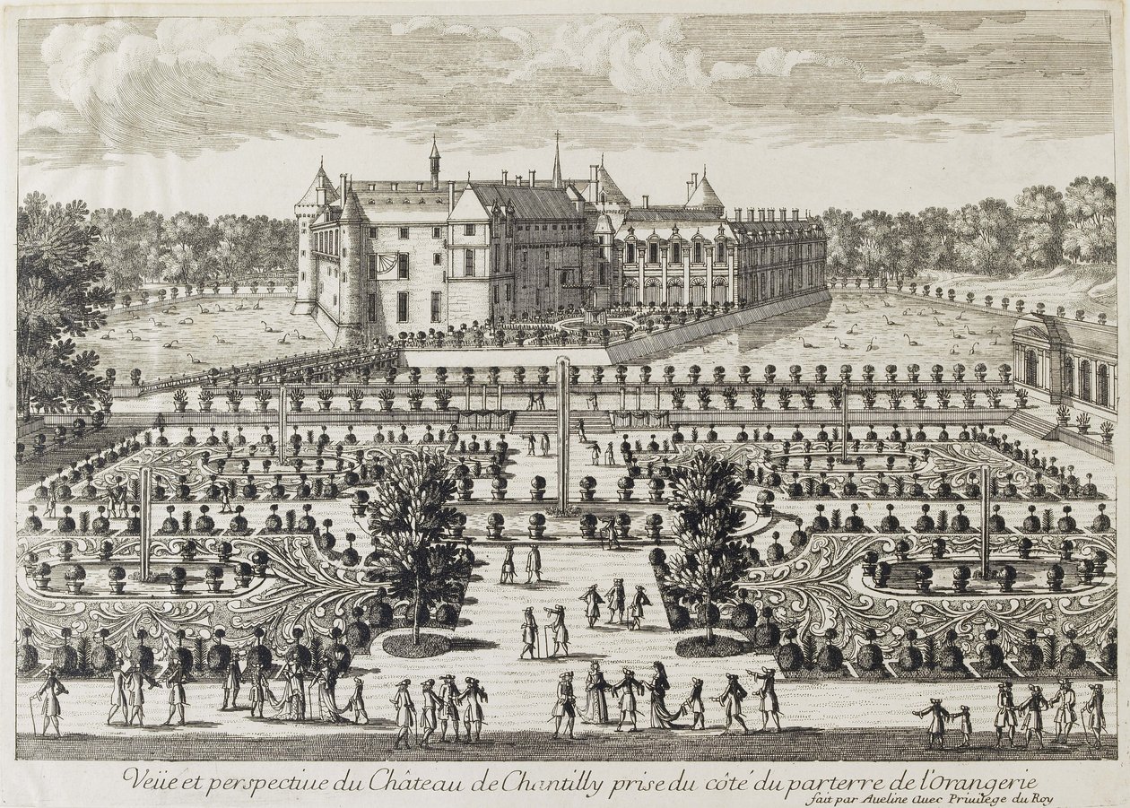 Vista del Chateau de Chantilly desde la Orangerie de Francois Antoine Aveline