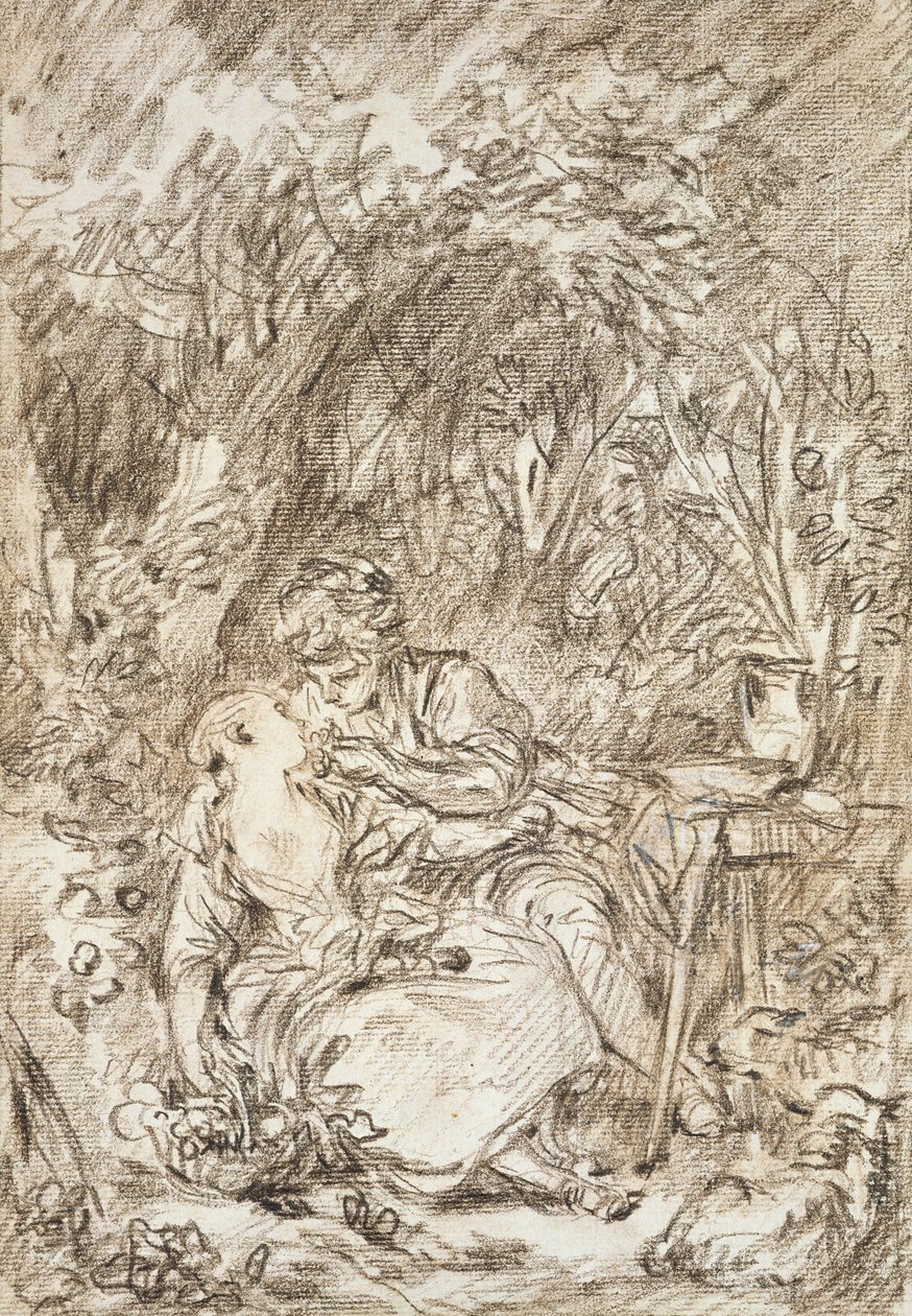 Una pareja abrazándose: Annette y Lubin de François Boucher