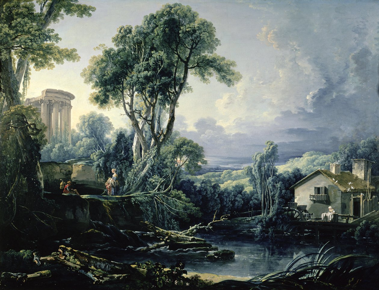 Paisaje con molino de agua de François Boucher