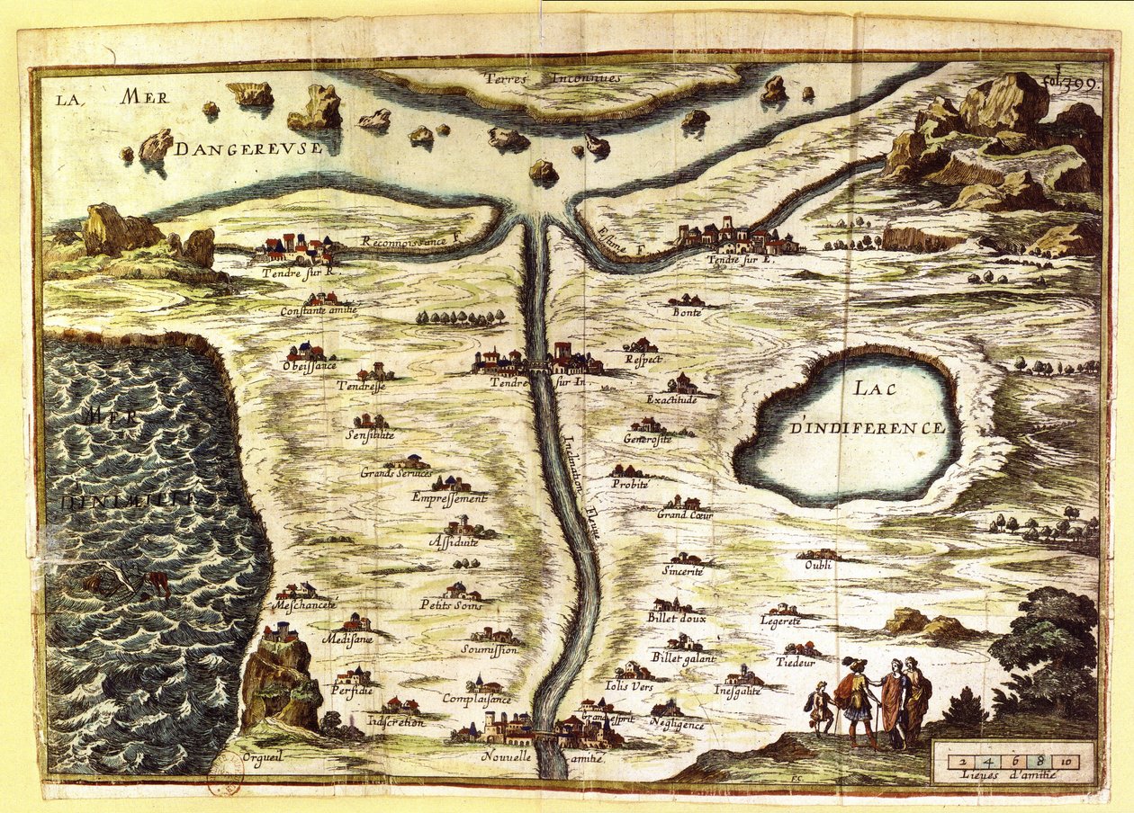 Mapa alegórico de las etapas del amor de Francois Chauveau
