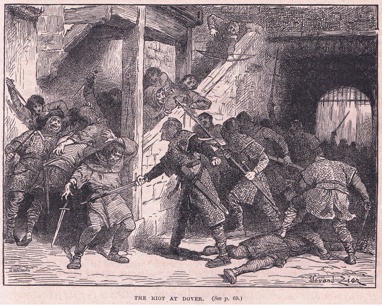 El motín en Dover AD 1051 de Francois Edouard Zier