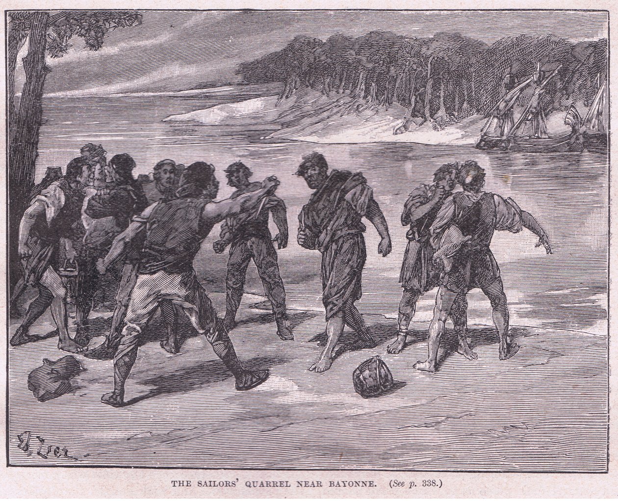 Los marineros se pelean cerca de Bayona AD 1292 de Francois Edouard Zier