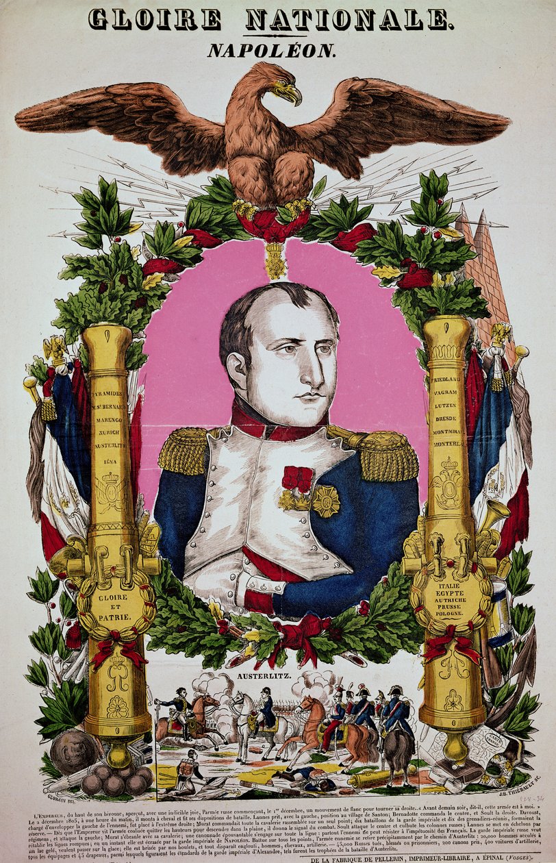 Retrato de Napoleón I (1769-1821) en conmemoración de la Batalla de Austerlitz, 2 de diciembre de 1805, grabado por Jean-Baptiste Thiebault de Francois Georgin