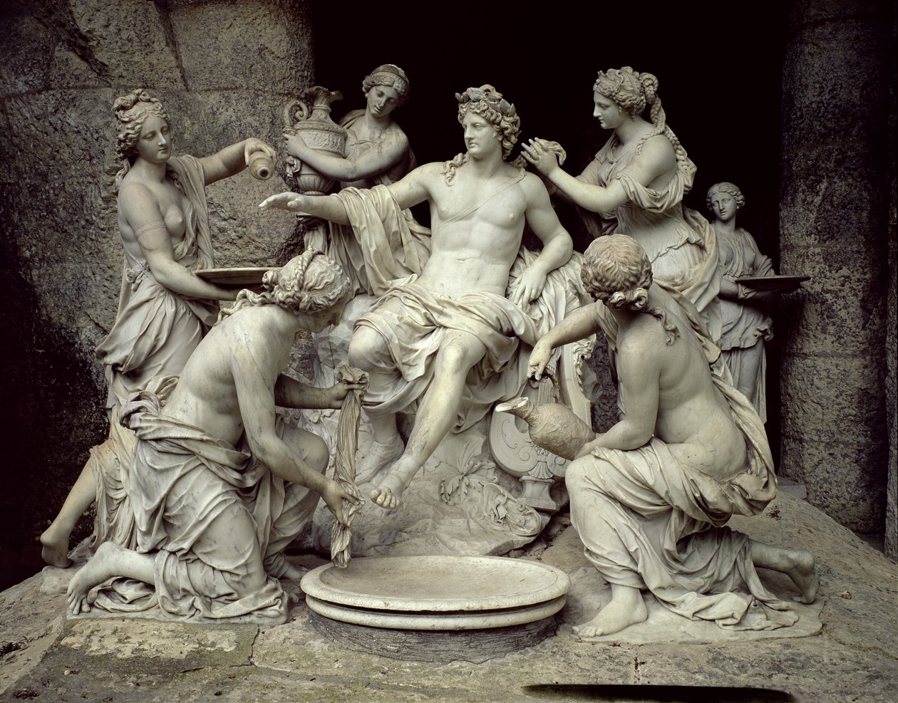 Apolo atendido por las ninfas, destinado a la Gruta de Tetis, ejecutado con la asistencia de Thomas Regnaudin, 1666-75 de Francois Girardon