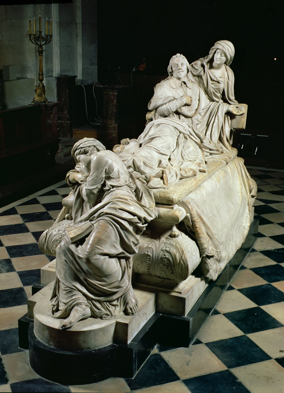 Monumento funerario a Armand-Jean du Plessis, Cardenal Richelieu, que representa al cardenal expirando en los brazos de la Piedad, una estatua llorosa de la Doctrina Cristiana a sus pies de Francois Girardon