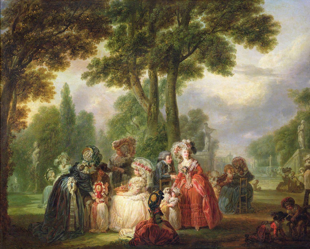 Una reunión en el parque de Francois Louis Joseph Watteau