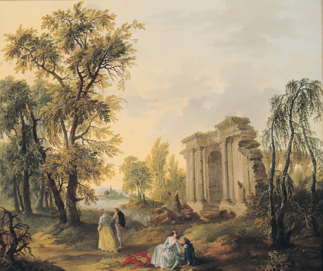 Amantes en el campo de Francois Louis Joseph Watteau