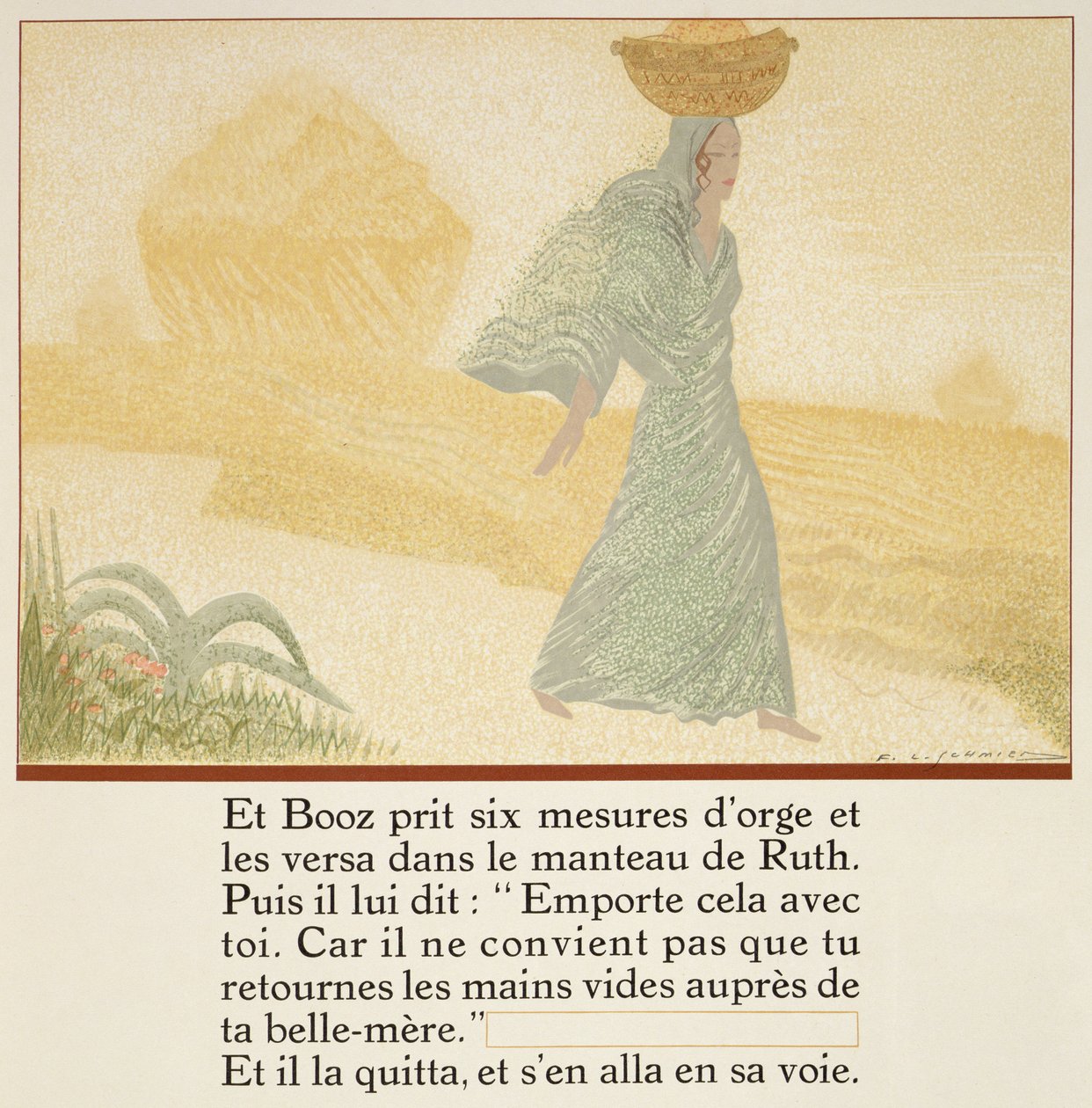Boaz dio a Ruth seis medidas de cebada para llevar a su suegra, de 