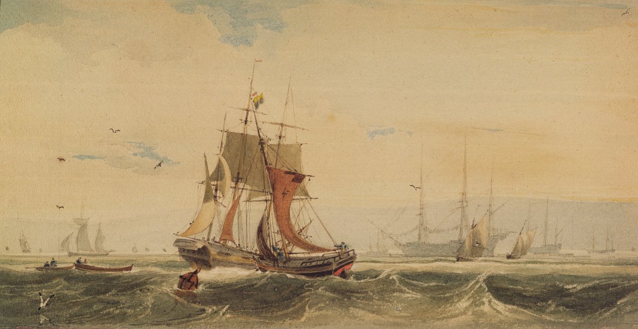 Embarcaciones en el Medway, Kent de Francois Louis Thomas Francia