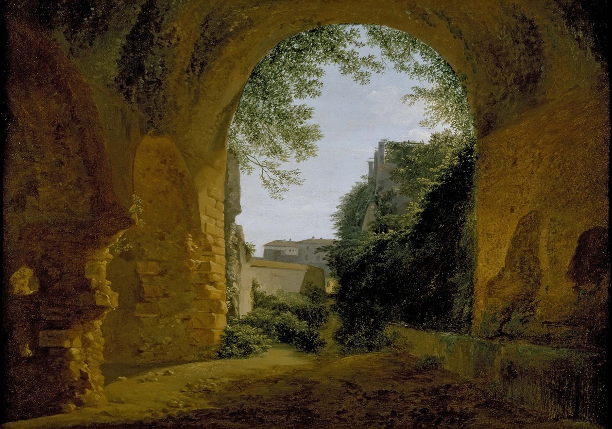 Vista de un jardín desde una bóveda romana de Francois Marius Granet