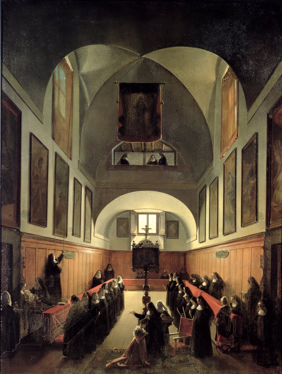 La iniciación de un joven novicio de Albano en el coro del convento de Santa Clara en Roma de Francois Marius Granet