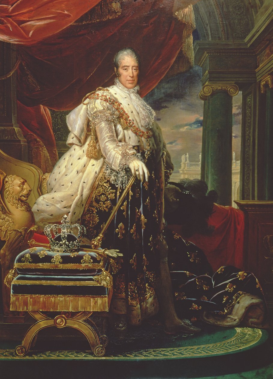 Carlos X (1757-1826) en sus ropas de coronación de Baron François Pascal Simon Gérard