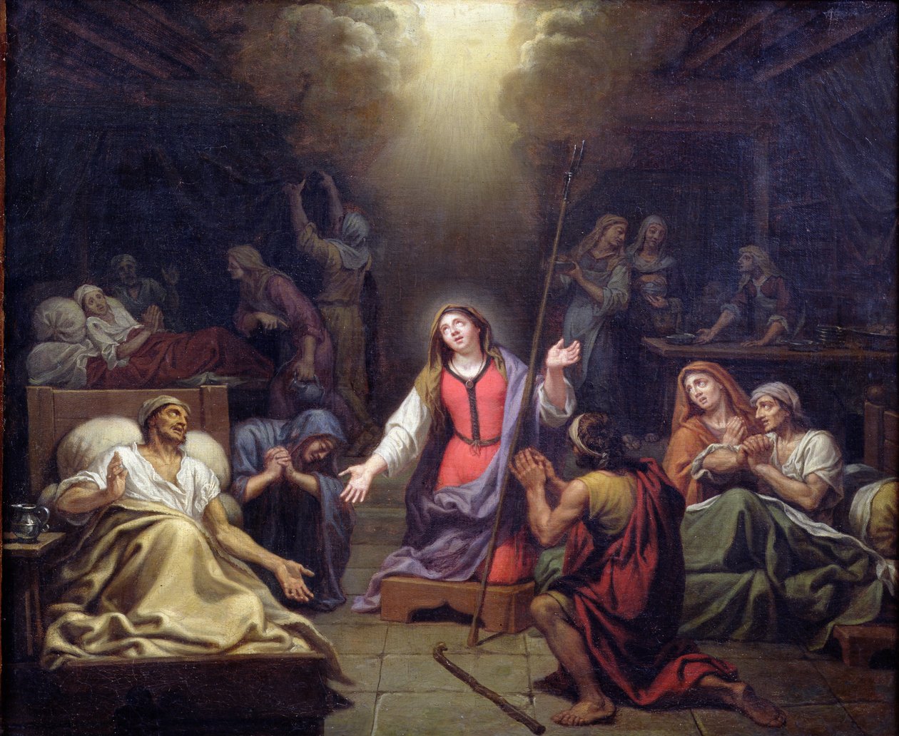 Santa Genoveva Protegiendo a los Enfermos, 1680 de Francois Verdier