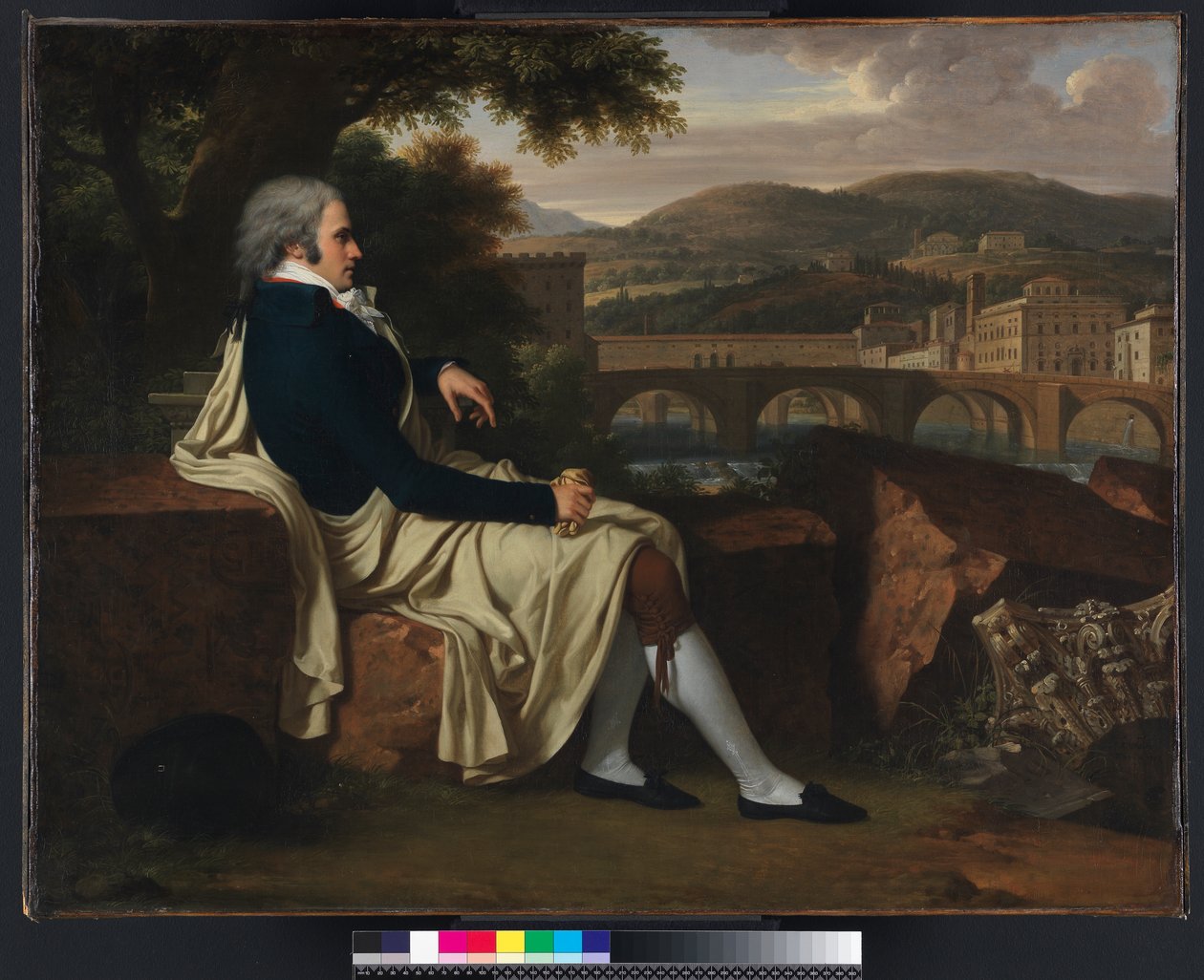 Allen Smith sentado sobre el río Arno, contemplando Florencia, 1797 de Francois Xavier Fabre
