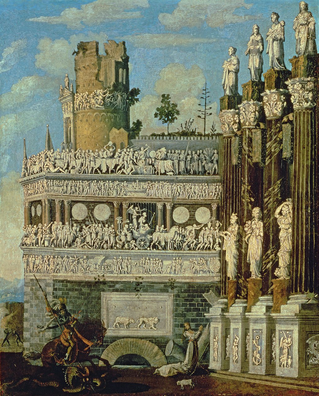 Arquitectura fantástica con San Jorge y el Dragón, 1622 de Francois de Nome