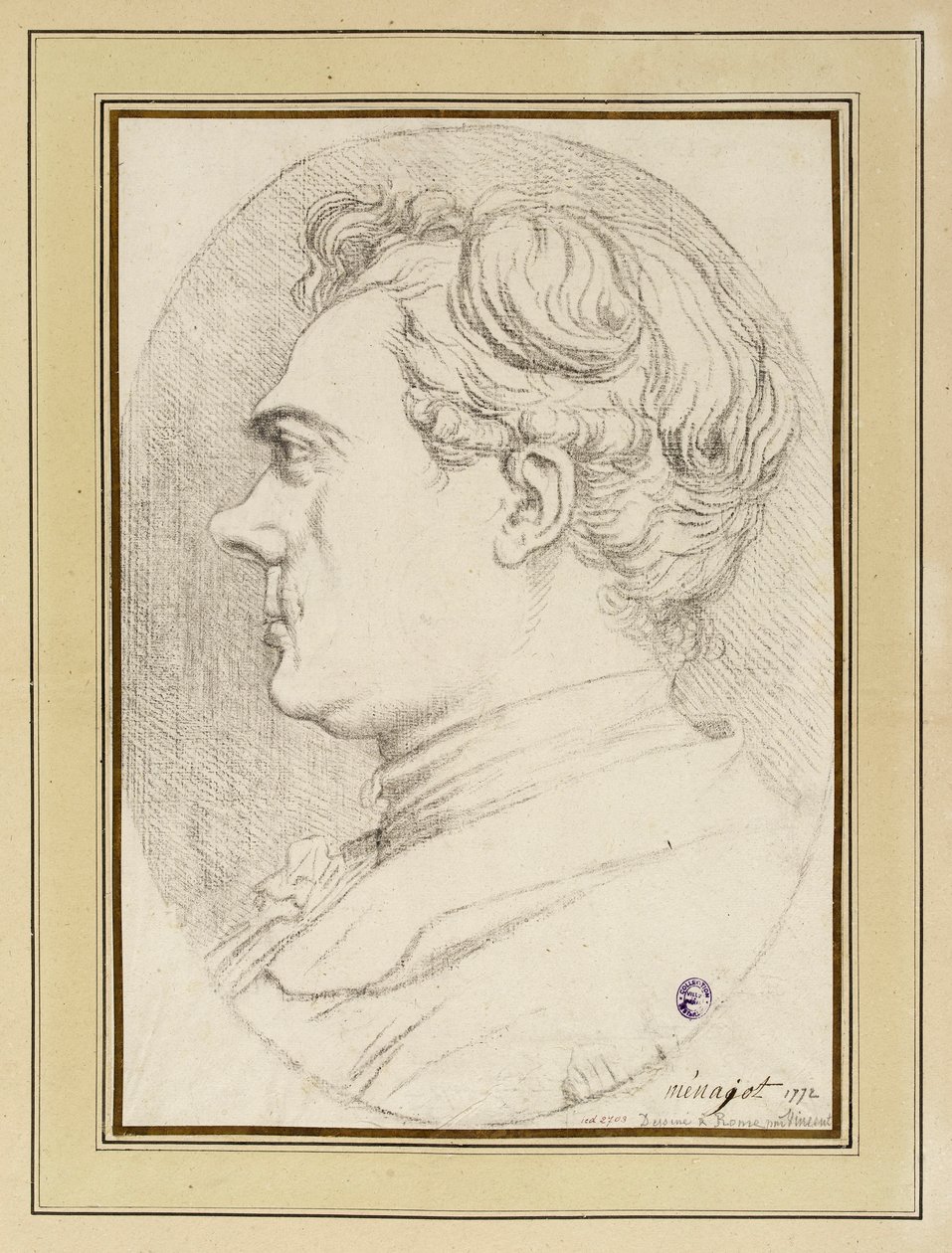 Retrato caricaturesco del pintor Ménageot, Roma 1772 de François-André Vincent
