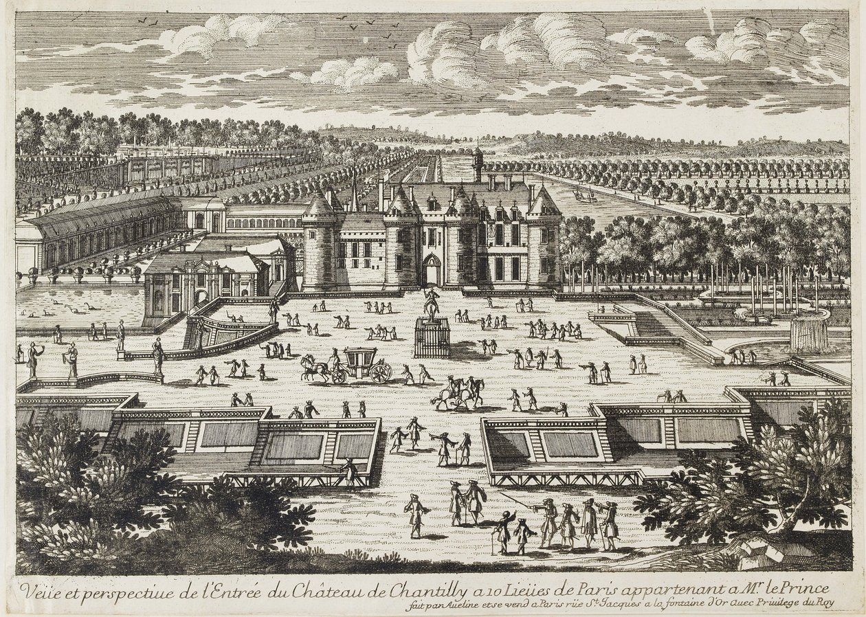 Vista del Chateau de Chantilly desde la Orangerie de Francois Antoine Aveline