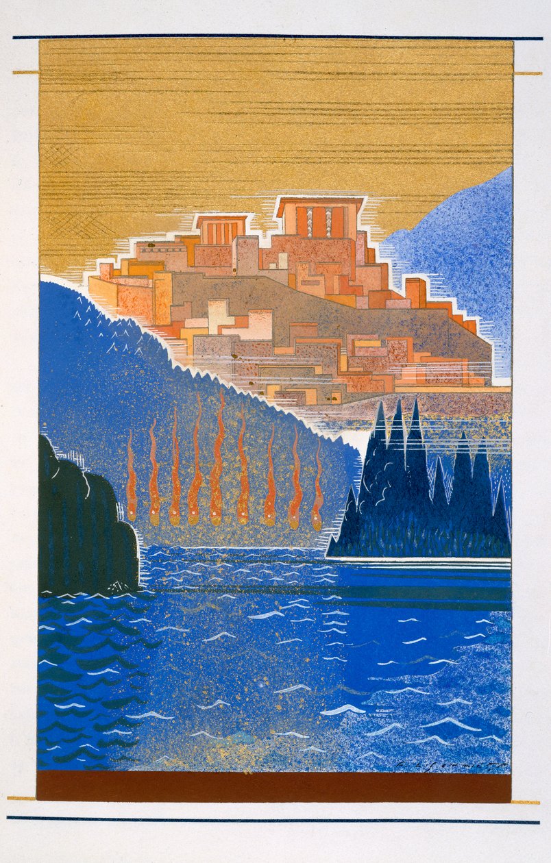 La ciudad de Troya desde el mar, una ilustración de 