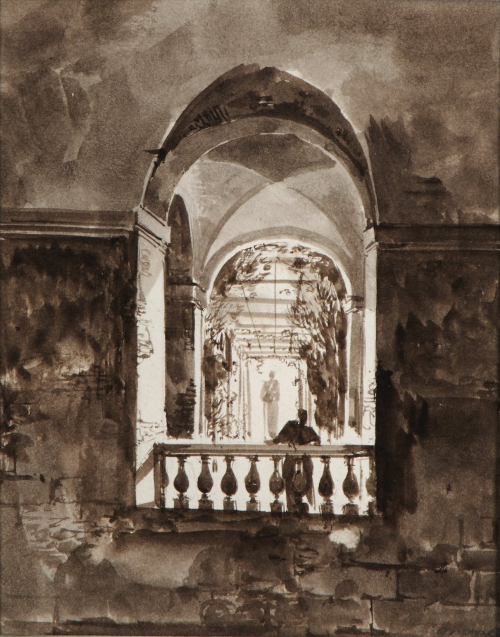 Figura en un balcón de Francois-Marius Granet
