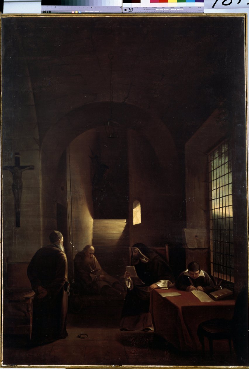 El astrónomo italiano Galileo Galilei (1564-1642) en su celda en Florencia durante la Inquisición de Francois Marius Granet