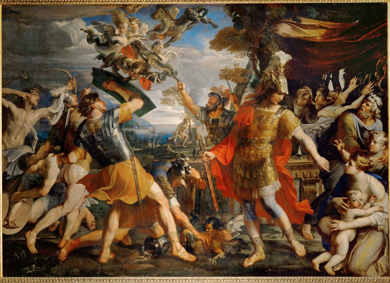 Eneas y sus compañeros luchan contra las Arpías ... de Francois (1590 1650) (after) Perrier
