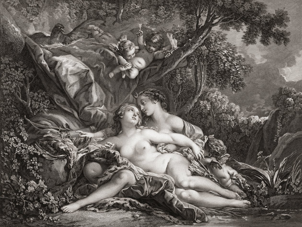 Júpiter y Calisto. (imprimir) de Francois (after) Boucher