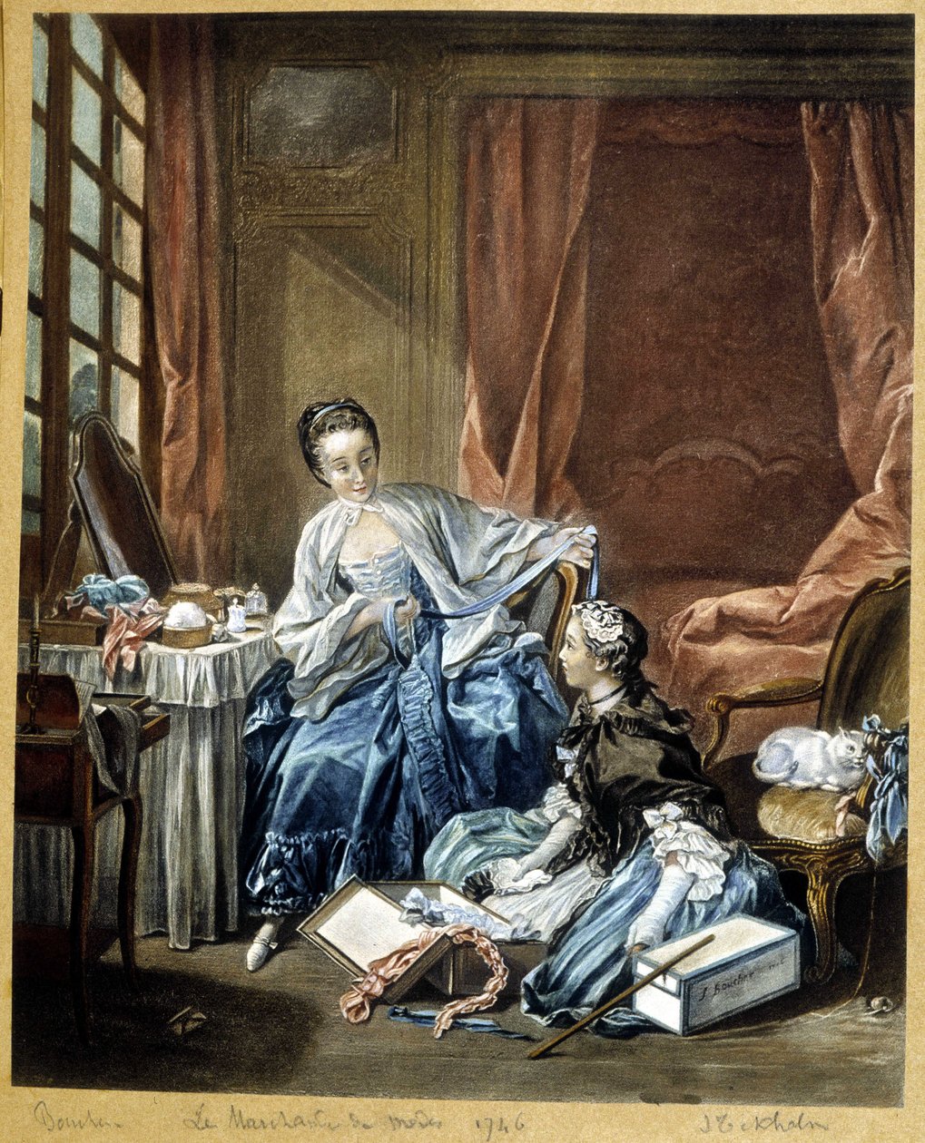 El comerciante de moda después de una pintura de Boucher de Francois (after) Boucher