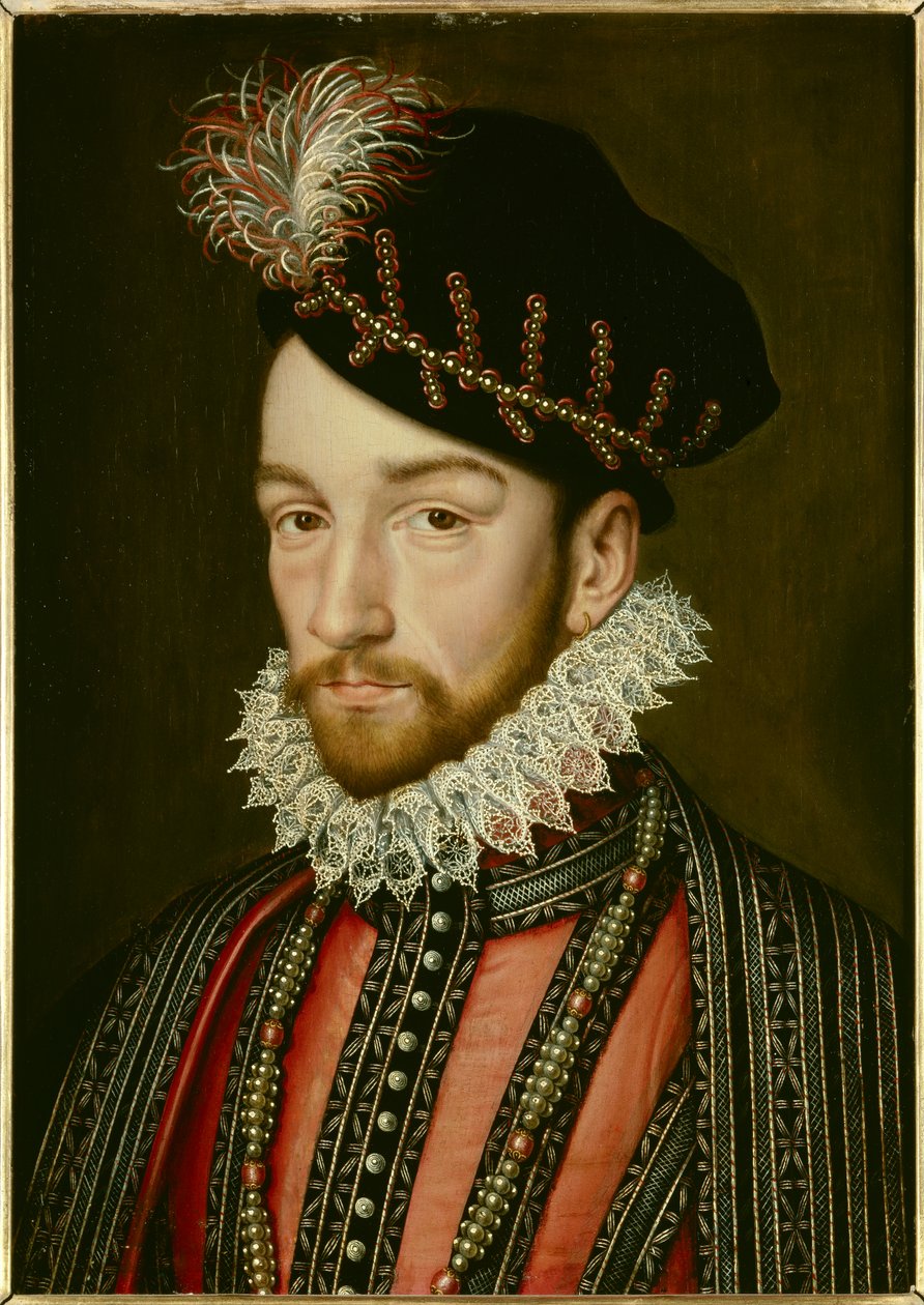 Retrato de Carlos IX (1550 - 1574) de Francois (after) Clouet