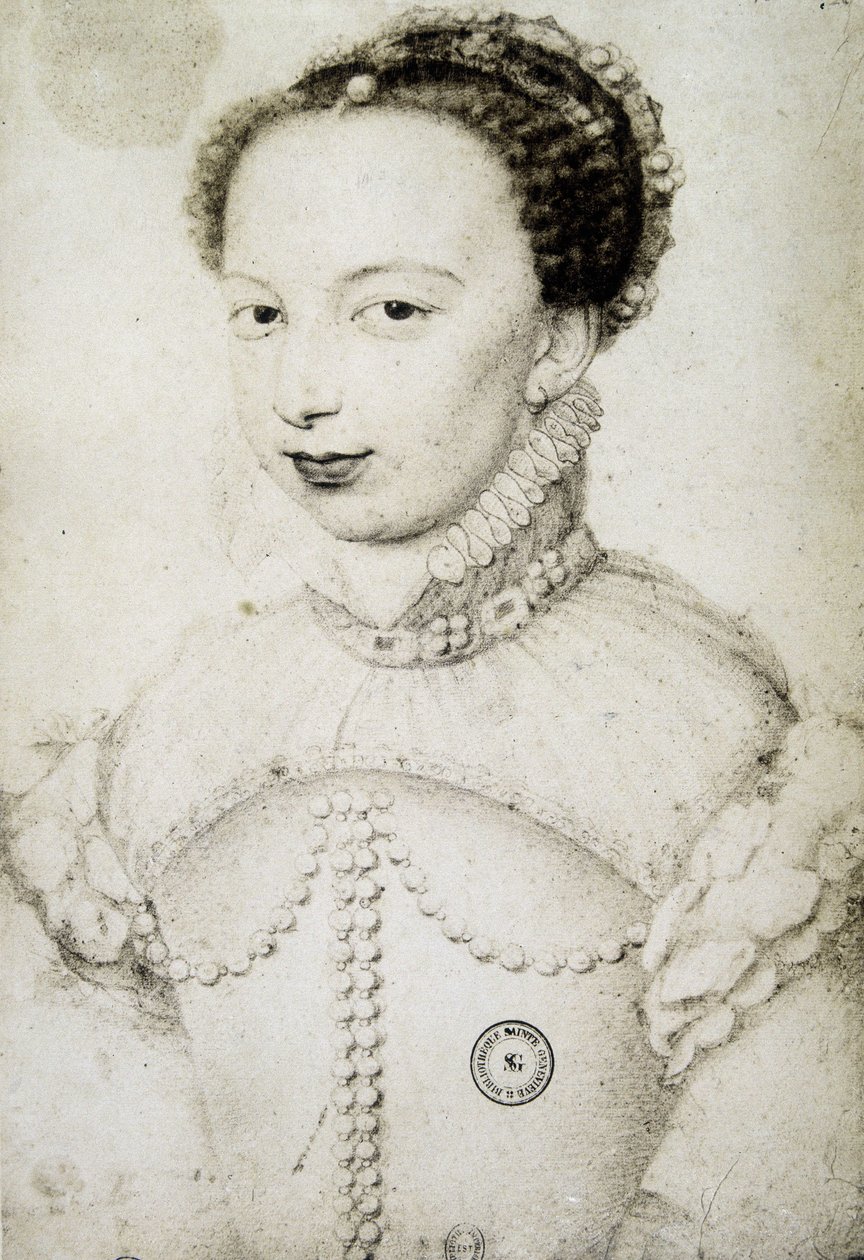 Retrato de Margarita de Valois, conocida como Reina Margot (1553-1615), Reina de Navarra, primera esposa de Enrique IV. después de François Clouet de Francois (after) Clouet