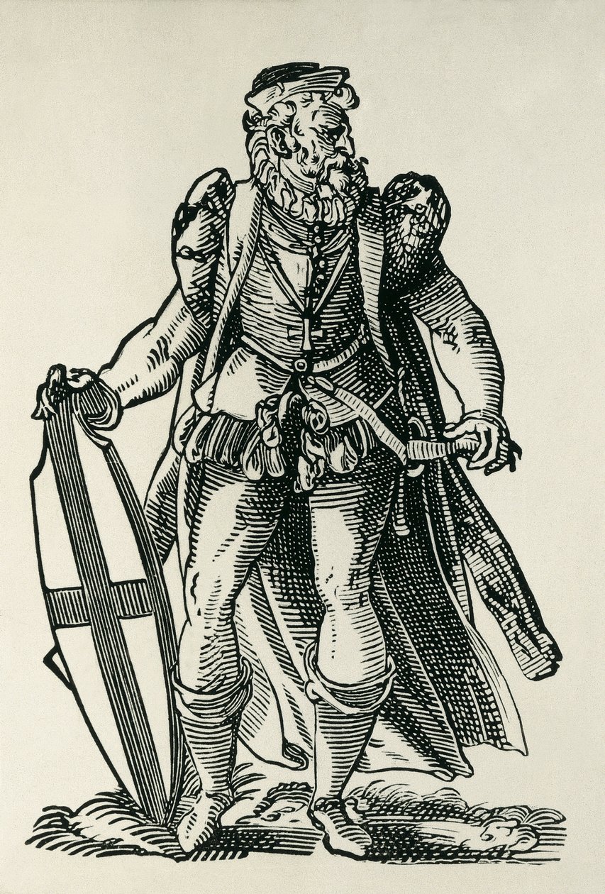 Caballero de la Orden Teutónica. Ilustración sobre "Cleri totius Romanae subiecti Ecclesiae", de Francois modius y Jost Amman. Frankfurt. 1585. Xilografía. FRANCIA. ILE-DE-FRANCE. Paris. Biblioteca Nacional de Francois & Amman Jost (1539 91) Modius