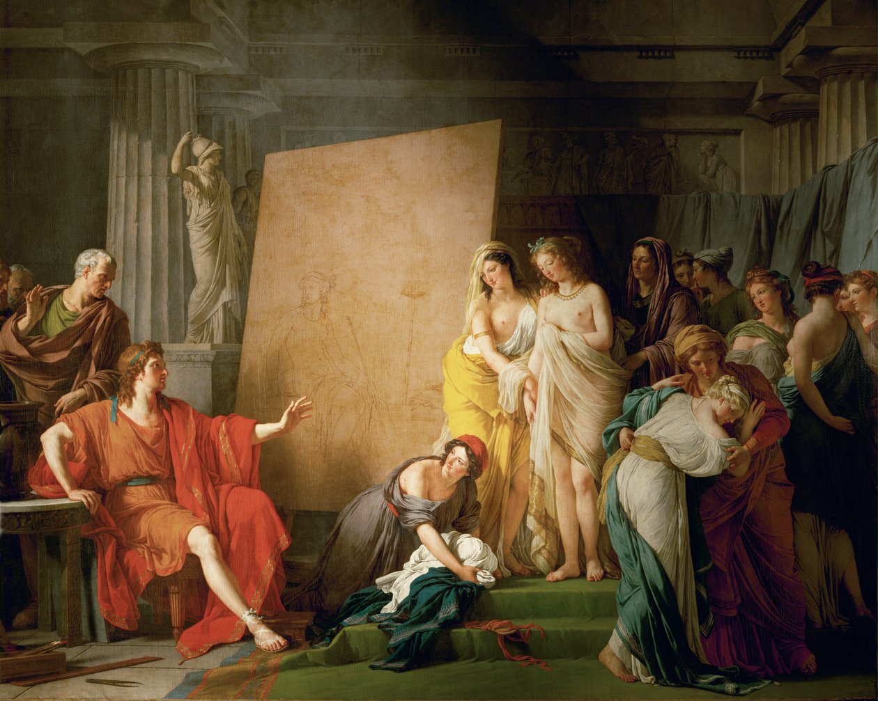 Zeuxis eligiendo a las chicas más guapas de Crotone como modelos ... de François André Vincent