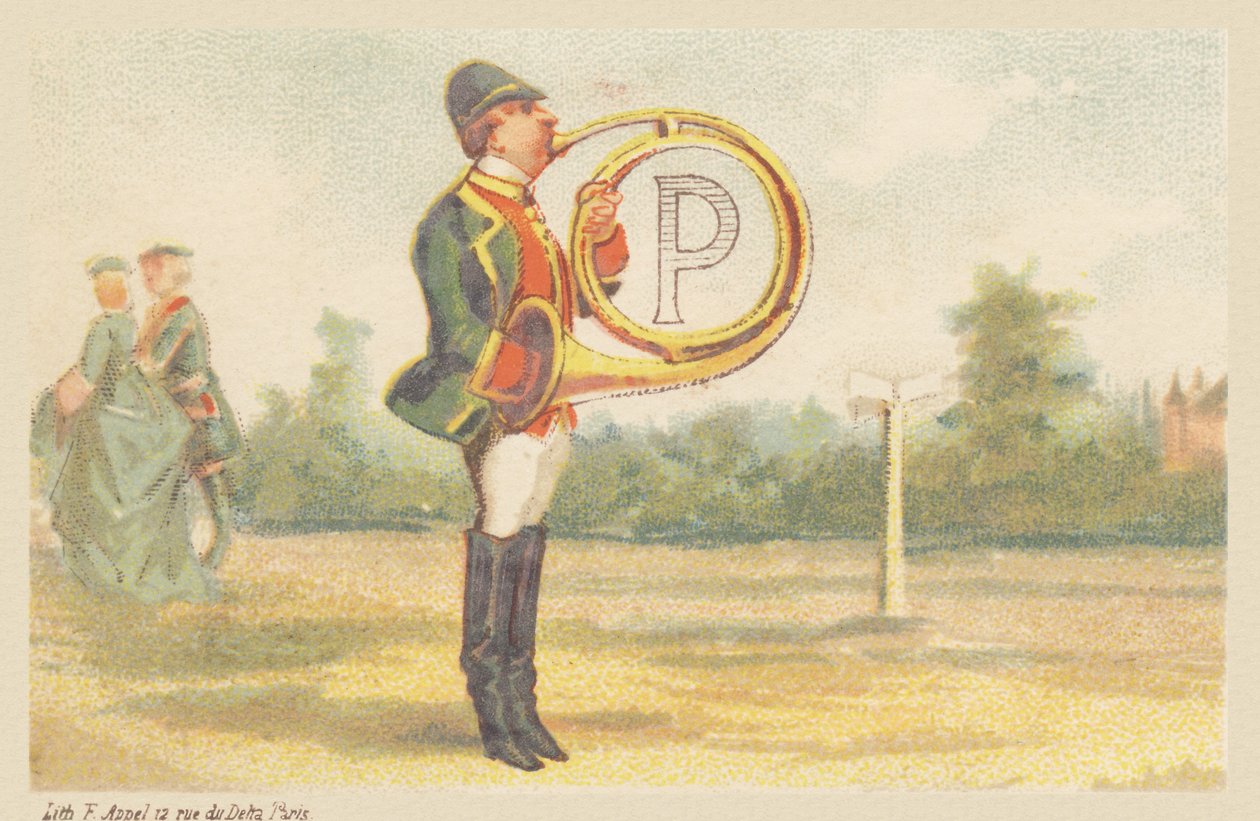 P (letra mostrada por un jugador de cuerno de caza) de Francois Antoine Appel