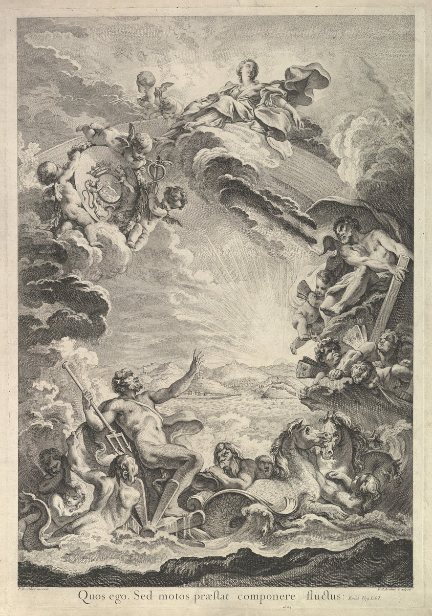 Neptuno apaciguando la tormenta de Francois Antoine Aveline