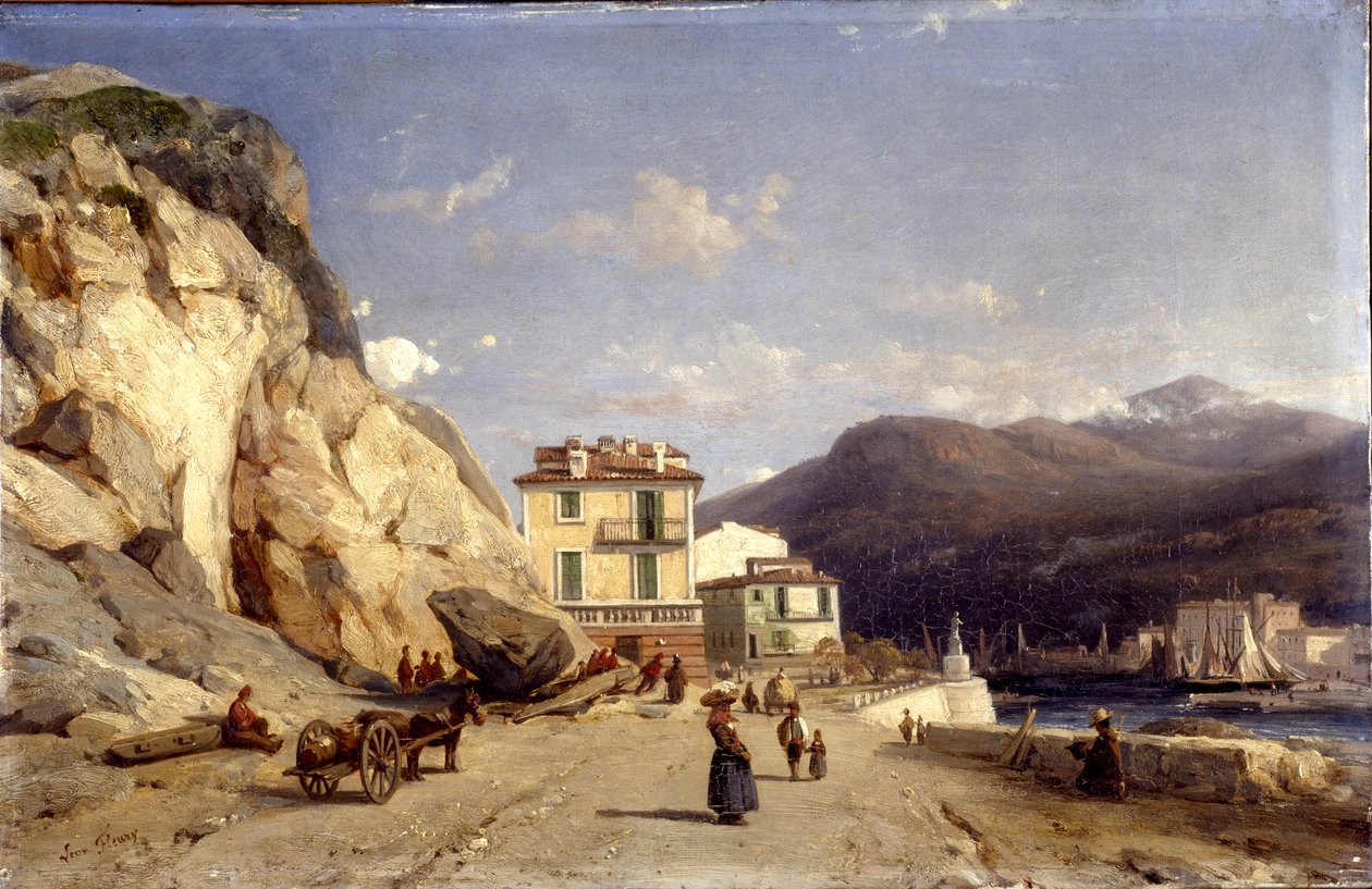 Vista de la entrada al puerto, Niza de Francois Antoine Leon Fleury